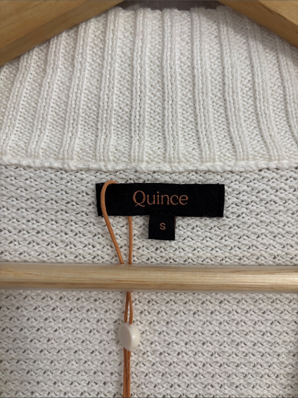 NWT Quince Ivory Waffle Stitch Open-Front Knit Cardigan 100% Organic Cotton S - Picture 6 of 13